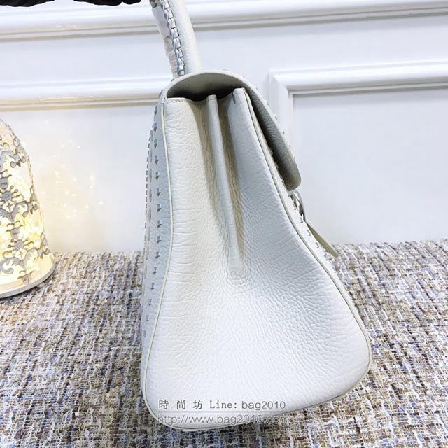 DELVAUX女包 比利時德爾沃 全球限量版 Tribal Stitch系列 德爾沃手拎包 GF0028白色編織 大號女手腕包  fcs1118